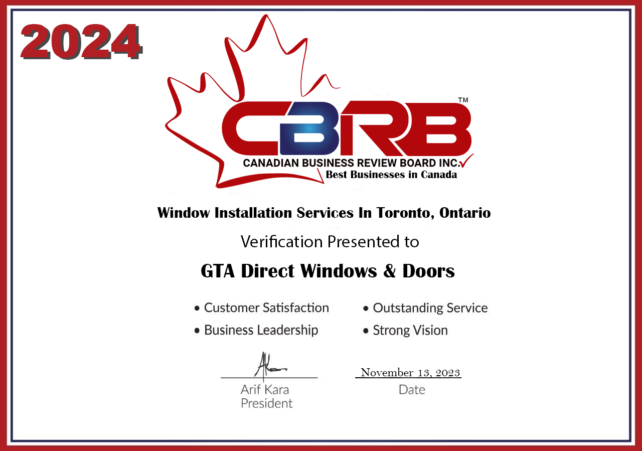 2024 CBRB Inc. GTA Direct Windows & Doors Certificate